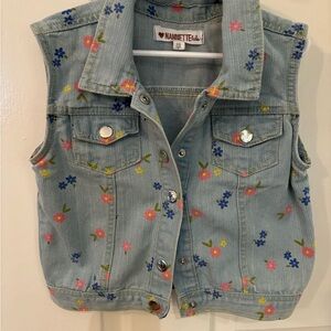 Nannette Girls Floral Denim Vest ~ Size 10